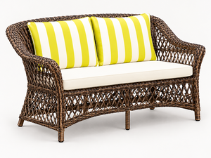 Conjunto de Sofá de Mimbre Sintético para Exteriores con Mesa de Comedor con Cubierta de Vidrio, Sillas Acolchadas y Sofá de Dos Plazas para Jardín, Patio y Terraza - Product Image 6