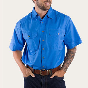 Chemise de travail unisexe gris clair à manches courtes haute visibilité en coton respirant imperméable antibactérien avec deux poches poitrine tendance - Product Image 2
