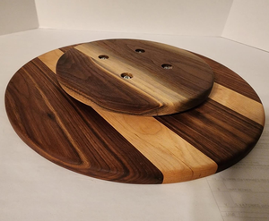 Plateau tournant rond en bois pour fromages et snacks – Vaisselle en bois de qualité supérieure - Product Image 2