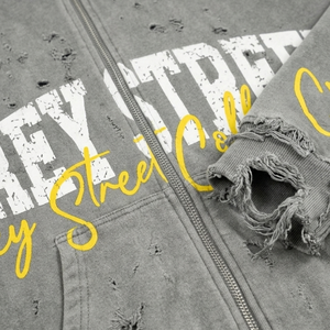 High Quality <b>Acid</b> Washing Men's Hoodie Custom Oversized Spray Distressed Hoodies With <b>Drop</b> Shoulder in Stock Hooded Hoodie - Product Image 4