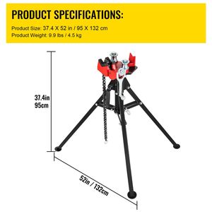 Portable Folding Steel Legs Chain Vise <b>Stand</b> 1/8\"-5\" <b>Pipe</b> Capacity 36.4\" Length Tripod <b>Pipe</b> Chain Vise Grabbing S for Tube - Product Image 4