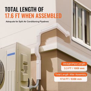 Copertura per Tubi di Condizionatori Mini Split in PVC Decorativo, 3 Pollici di Larghezza, 17,6 Piedi di Lunghezza, per 4 Condotti Diritti, Uso Domestico - Product Image 2