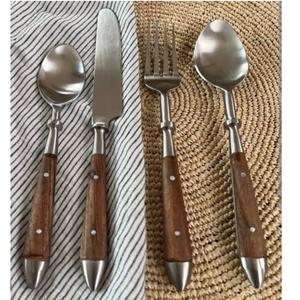 Ensemble de couverts en bois d'acacia avec manche en bois, comprenant cuillères à dîner et à dessert, très vendu - Product Image 6