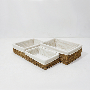 Handmade Woven Seagrass Storage <b>Basket</b> Set with Fabric Liner Household Bin - Product Image 2