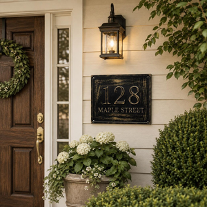 Custom Brass Address Sign Plaque House Number Sign Engraved <b>Name</b> <b>Plate</b> Vintage Address Marker Cottage House Door Plaque Personal - Product Image 2