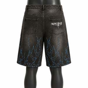 Short en jean pour homme avec strass, respirant, confortable, décontracté, haute qualité, prix abordable, pour adultes, en toile unie, vente en gros OEM - Product Image 5