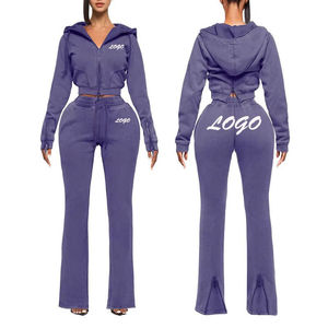 Wholesale Price Winter Streetwear Solid Lightweight Breathable Tracksuit Hooded Drawstring <b>Jacket</b> Jogger Set Athletic Sportswear - Product Image 2