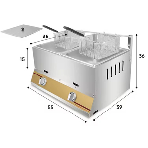 <span class=keywords><strong>Friteuse</strong></span> à gaz <span class=keywords><strong>professionnelle</strong></span> 12L à double cylindre en acier inoxydable GC brûleur à économie d'énergie pour <span class=keywords><strong>friteuse</strong></span> commerciale de chips de poulet - Product Image 5