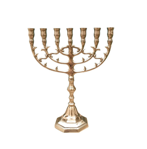 Candelabro Menorah de Metal Dorado Vintage, Decorativo para Hanukkah, Elegante y Clásico para Exhibición en el Hogar - Product Image 1