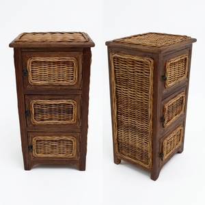 New Modern <b>Minimalist</b> Manado Wooden Storage Cabinet Natural Rattan Wicker 3 Drawers Chest Side <b>Table</b> Storage Unit Nightstand - Product Image 1