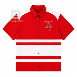 Delta Sigma personnalisé | Chemise de sororité Theta avec logo brodé sur le devant, rayée rouge et blanche, pour vêtements grecs féminins - Product Image 1