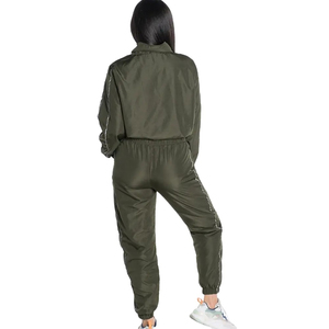 <b>Women's</b> Windbreaker Tracksuit Cropped Reflective Green Sport <b>Jacket</b> and Trouser Adjustable Windbreaker Tracksuit for <b>Women</b> - Product Image 4