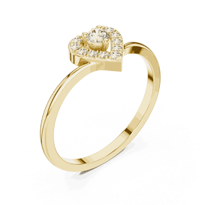 Anillo de Oro Amarillo Sólido de 14K con Diamante de Corte Redondo en Forma de Corazón, Joyería de Compromiso y Boda para Mujer, Diamante Cultivado - Product Image 2