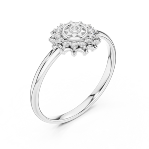 Anillo de oro macizo de 14k para mujer con diamante de corte redondo minimalista de forma mecánica, ideal para regalo, compromiso, aniversario, boda. - Product Image 5
