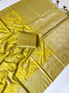 Sari de luxe en Georgette avec tissage Jacquard, Sari Shahi Meenakari Couture avec riche travail Jari, Sari Boutique Premium - Product Image 2