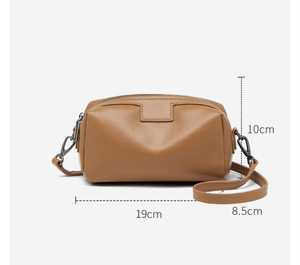 Sac bandoulière en cuir véritable 19 cm avec fermeture éclair, sangle amovible, style minimaliste unisexe - Product Image 1