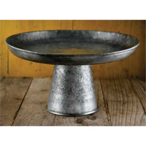 Rustic Galvanized Metal Cake Stand Vintage Pedestal Serving Tray Dessert Display Holder for Wedding Party Farmhouse Decor Stand - Product Image 1