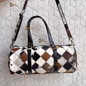 Bolsa de Viaje de Cuero Vacuno Auténtico, Diseño a Cuadros, Hecha a Mano, Unisex, Multiusos, Tamaño Grande - Product Image 4