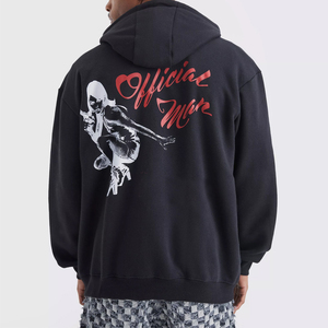 Sweat-shirt à capuche noir pour homme, coupe classique, en polaire, hiver, décontracté, streetwear, imprimé devant, logo rouge, design skateboard, uni - Product Image 3