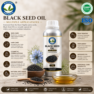 Premium <b>Black</b> <b>Seed</b> <b>Oil</b> Cold Pressed - For Skincare Cosmetics & Aromatherapy Formulations - Bulk Supplier Manufacturer from India - Product Image 3