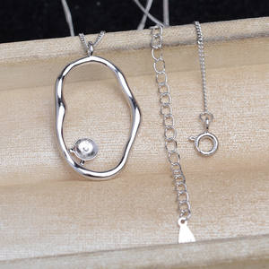 Chaîne de pull en argent S925, accessoire de fabrication de bijoux en perles DIY, avec perles semi-finies de 9-10 mm, support de couverture vide 5824 - Product Image 5