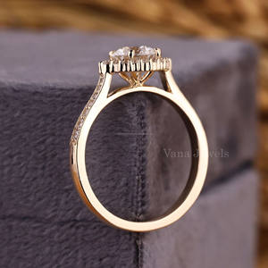 Bague de fiançailles Halo ronde bague de mariage en diamant cultivée à la main pour femme cadeau d'anniversaire avec certificat IGI Style pavé - Product Image 3