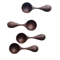 Ensemble de cuillères à mesurer en bois d'acacia personnalisées, à long manche, écologiques, durables, polies miroir, style américain, pour le café, vente en gros