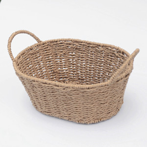 ตะกร้าสานทรงวงรีพร้อมหูจับ – สไตล์นอร์ดิกเรียบง่ายและสง่างาม ตะกร้าทรงวงรีแบบเปิดด้านบนพร้อมหูจับคู่แบบห่วงสูง - Product Image 4
