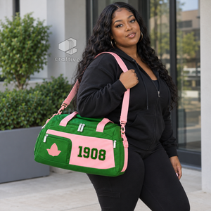 Alfa |   Kapa |   Bolsa de Viaje Deportiva de Fin de Semana para Mujer, Marca Alpha Sorority, de Cordura, con Compartimento para Zapatos, con Cierre - Product Image 6