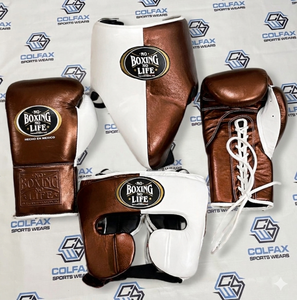 Equipo de Protección de Cuero Genuino para Entrenamiento y Sparring, Hecho a Medida, Kit de Sparring 'No Boxing No Life' para Adultos, Kit de Kickboxing - Product Image 3