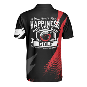 Polo de golf pour homme imprimé sur mesure, noir, rouge, blanc, motif géométrique, séchage rapide, 100% polyester, manches courtes, style sportif - Product Image 3