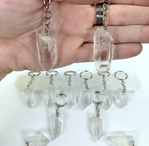 Natural Shape Clear Quartz <b>Crystal</b> Stone Keychain Natural Clear Quartz Healing <b>Crystal</b> Keychain Gemstone Keyring - Product Image 3