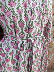 Kimono en coton imprimé fleur indienne unisexe Robe de plage pour adultes avec cordon de serrage pour hommes et femmes - Product Image 4