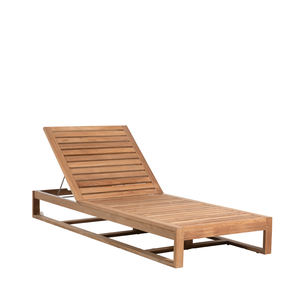 เก้าอี้อาบแดดคู่ไม้สักแท้ทันสมัยสำหรับกลางแจ้ง พร้อมพนักพิงปรับได้ สำหรับเฟอร์นิเจอร์รีสอร์ทหรูและคลับชายหาด - Product Image 6