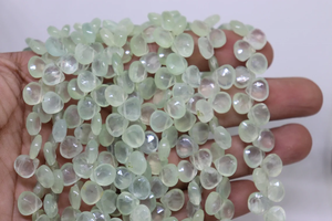 Venta al por mayor 8-9mm Prehnita facetada Briolette cuentas en forma de corazón 8 pulgadas corte lateral piedra Natural para la fabricación de joyas - Product Image 3