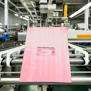 Sacs en plastique antistatiques ESD LDPE roses avec fermeture à glissière et impression en gravure pour l'emballage et le stockage sécurisés des composants électroniques - Product Image 1