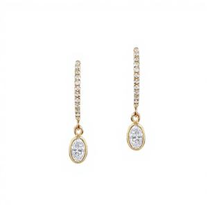 Pendientes de Aro con Diamantes Cultivados en Laboratorio con Certificación IGI, Color DEF, Claridad VS VVS, Oro Sólido de 18K, Corte Ovalado, Joyería para Boda, Regalo - Product Image 1