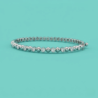 Bracelet éternité en or blanc massif 14 carats avec diamants naturels véritables sertis clos, fermoir de sécurité en forme de huit, bijou de luxe délicat et raffiné