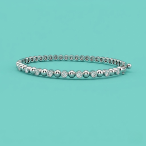 Bracelet éternité en or blanc massif 14 carats avec diamants naturels véritables sertis clos, fermoir de sécurité en forme de huit, bijou de luxe délicat et raffiné - Product Image 4
