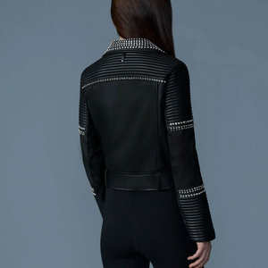 Vestes en cuir pour femmes respirantes à prix abordable en vente, nouvelle arrivée, vestes en cuir véritable personnalisées avec clous en gros - Product Image 4