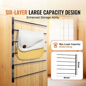 Porta Selle da Parete a Sei Livelli 30.9 X 29.9 X 5.5 Pollici, Supporto Salvaspazio per Selle e Sottosella per Cavalli da Stalla - Product Image 2