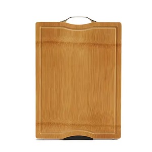 Planche à découper rectangulaire en bambou avec poignée en bois – Durable, écologique, légère, antidérapante, épaisseur 1,5 cm, compatible lave-vaisselle - Product Image 1