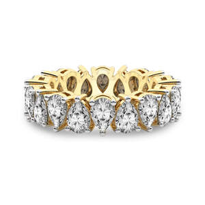 Anillo de oro macizo de 14k con diamantes cultivados en laboratorio, corte pera, estilo eternidad, joyería para mujeres y niñas. - Product Image 6