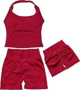 Ensemble de sport pour femme : Soutien-gorge de compression, haut court dos nu en tissu Spandex, et legging long. Haute qualité, anti-transparence, ajusté. - Product Image 4