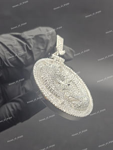 Collar de Hip Hop con Colgante Redondo Premium con Incrustaciones de Diamantes de Imitación Plateados y Moissanita, para Hombre y Mujer - Product Image 6