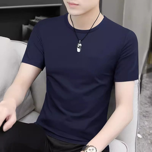 T-shirt en soie glacée à manches courtes pour homme, coupe ample, tendance, décontracté, avec logo personnalisé OEM - Product Image 3