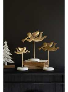 Golden Angel Figurine Set Handmade Metal Christmas Decor Centerpiece for Holiday <b>Table</b> Decoration - Product Image 1