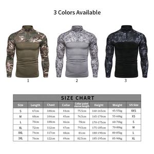 Chemise tactique de sport pour homme, confortable, en coton et polyester, à manches longues, avec fermeture éclair 1/4, pour la randonnée en extérieur, motif camouflage - Product Image 4