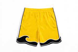 PADA PRIME Ensemble de maillot de basket-ball jaune à col en V pour hommes, vêtements de sport en maille respirante à manches courtes - Product Image 3