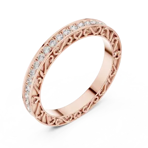 Synthetic Diamond 0.50 CTW E Color Round Brilliant 18K Solid <b>Gold</b> <b>Vintage</b> Scroll Engraved Band Luxury Unisex <b>Ring</b> - Product Image 6